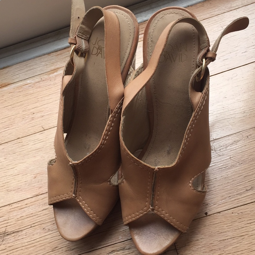 Joan and David leather wedges